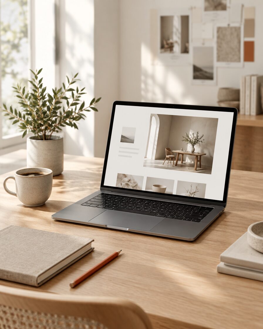 Laptop con un sito elegante su una scrivania